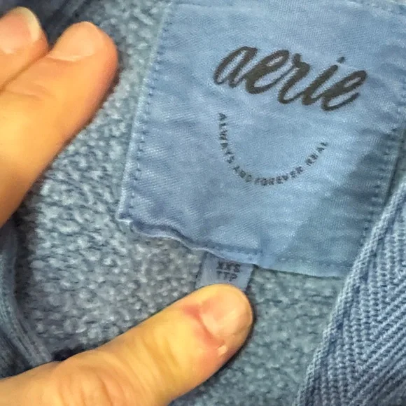 Aerie Blue Half-Zip Sweatshirt - Picture 3 of 7
